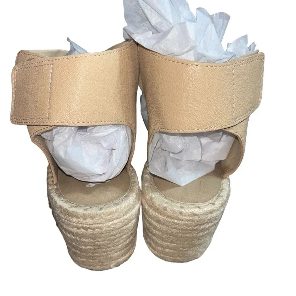 Eileen fisher Willow wedge sandals leather ankle strap espadrilles 9.5‎